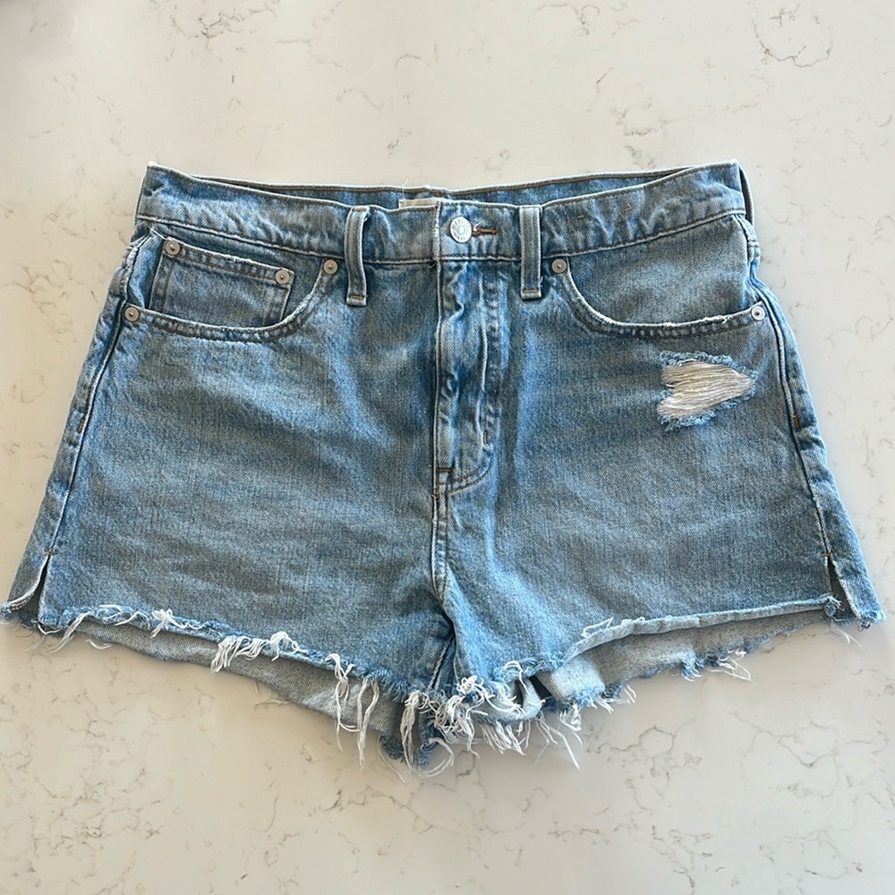 Madewell Relaxed Denim Shorts Distressed Wash